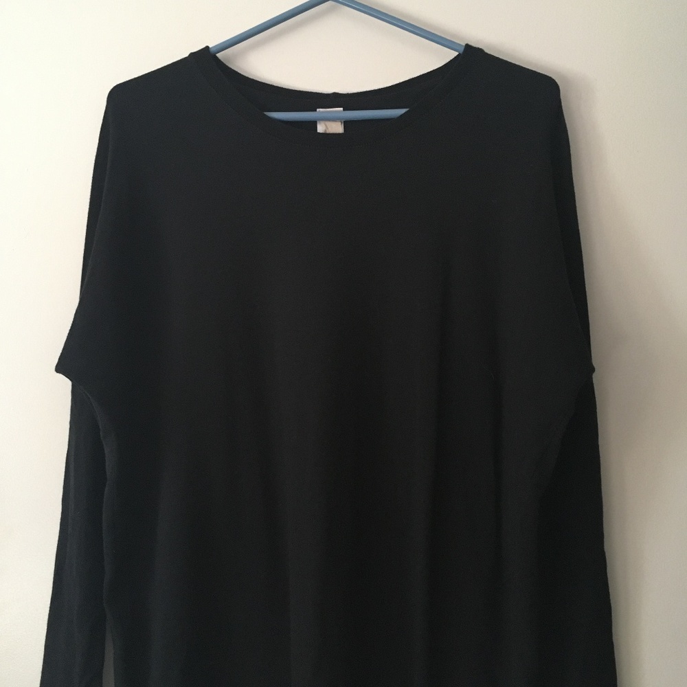 HOI BO Black Stretch Bamboo Cotton Pullover Mini Dress Tee S - Picture 2 of 5